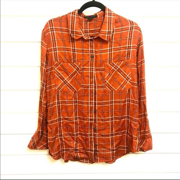Sanctuary Element Plaid Boyfriend Button Up Top Size Medium NWOT - Picture 4 of 7